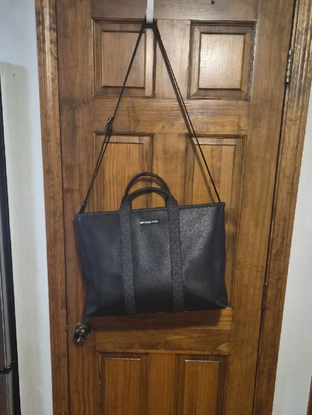 Michael Kors Cooper Mexium Black Pebbled Leather Messenger Bag